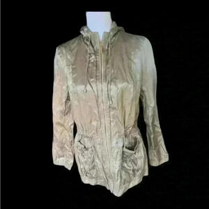 Jones New York Signatures gold jacket medium. Zip up with hood. Gold zipper